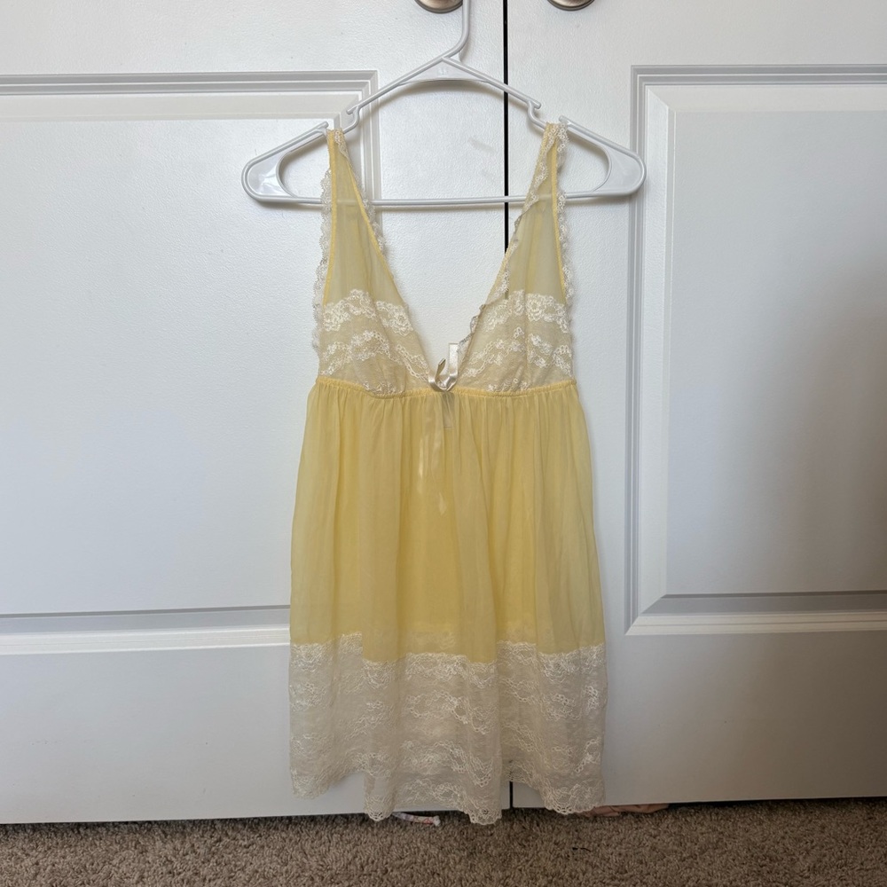 Vintage Victoria's Secret Yellow Sheer Dress with Lace